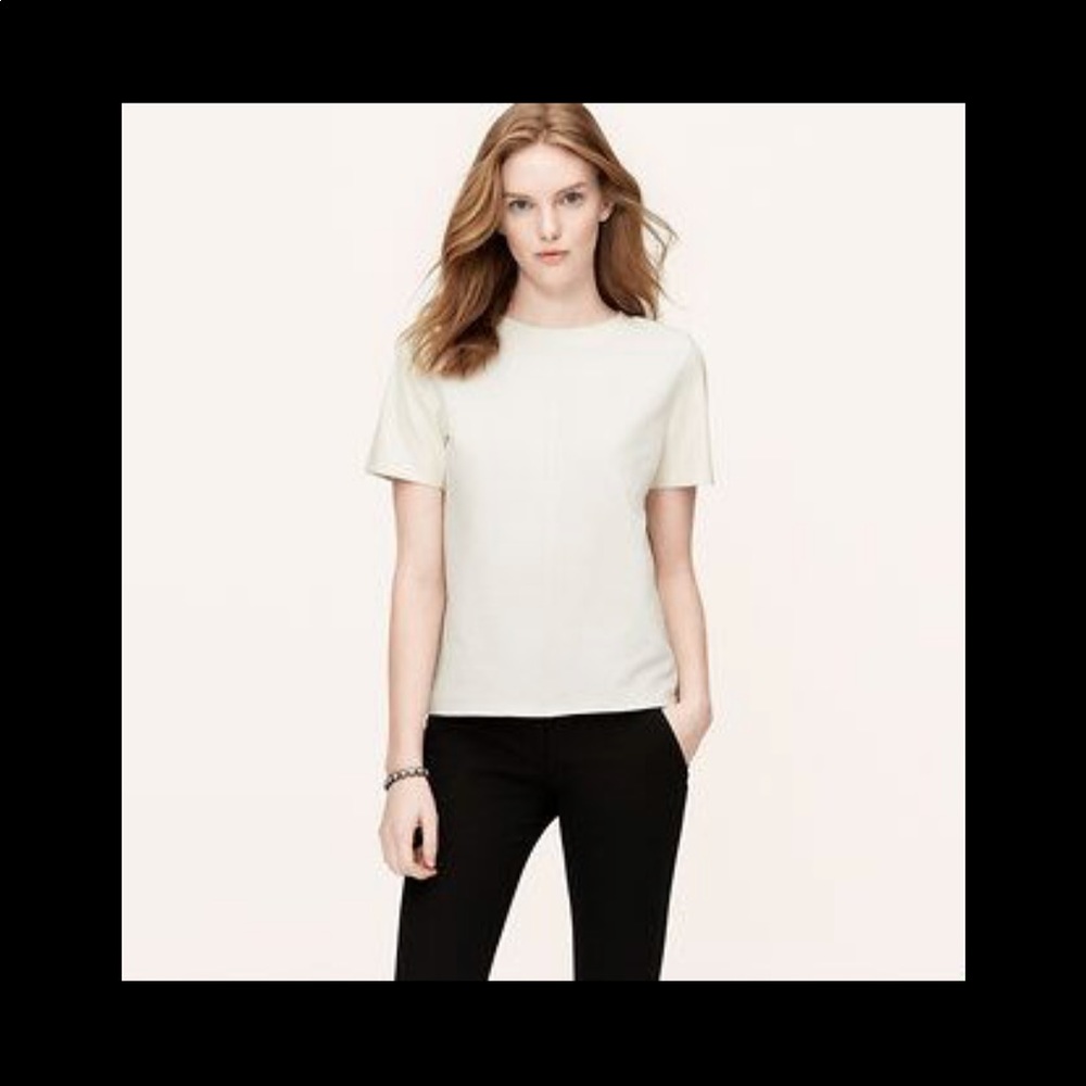 LOFT Faux Leather Sleeve Top